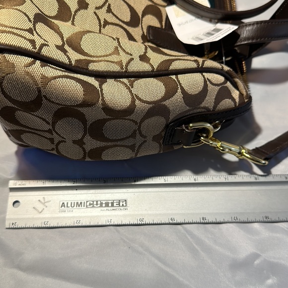 NWT COACH Nancy Satchel Green Racing Stripe Purse Crossbody handbag bag tote - Picture 12 of 12